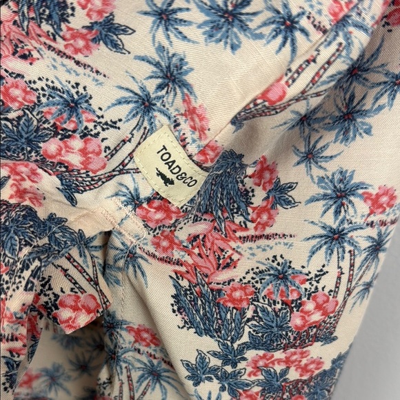 Toad & Co Hillrose SS 100% Tencel Pink and Blue Short Sleeve Shirt Size Large - Picture 8 of 12
